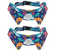 2 Pcs Adjustable Dog Cat Bow Tie, Whales Jellyfish Octopus Sharks, Comfortable Durable Pets Bowtie Collar with Bell for Small Dogs Cats Kitten Puppy