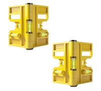 2 Pcs Adjustable Folding Magnetic Post Level, 270° Magnetic Spirit Level with 3 Vials for Railings, Pipes and Column Installation, Yellow