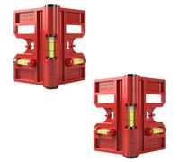 2 Pcs Adjustable Folding Magnetic Post Level, 270° Magnetic Spirit Level with 3 Vials for Railings, Pipes and Column Installation, Red