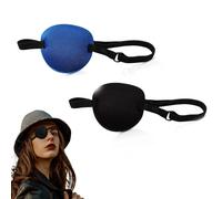 2 Pcs Adjustable Medical Eye Patches for Adults - Ideal for Amblyopia, Strabismus, Surgery Recovery - Fits Left & Right Eye - 3D Groove Design (Black, Blue)