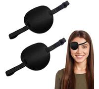 2 Pcs Adjustable Pirate Eye Patch, Soft Reusable Eyepatch for Left or Right Vision, Amblyopia and Lazy Eye Support, Single Black Cover for Adults, Kids, Comfortable Protection(Black)