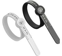 2 Pcs Adjustable Ring Sizer UK - Ring Measurement Tool with Magnifying Glass - A-Z Sizing for Men & Women - Includes Ring Size Guide & Chart (Black & White)