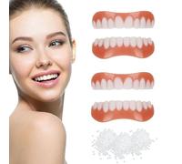 2 Pcs Adjustable Temporary Dentures, Silicone Dentures, Dental Prosthesis, Adjustable Dental Veneers to Cover Chopped Teeth, Dental Facets, High Low Dentures