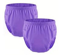 2 Pcs Adult Diaper Cover for Incontinence Waterproof Plastic Pants for Adults Plastic Diaper Covers Washable Reusable Leakproof Underwear for Women Men(Purple,Large)