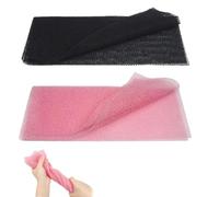 2 Pcs African Net Sponge, Long Mesh Back Scrubber, Nylon Back Bathing Accessories, Deep Cleaning African Exfoliating Sponge Beauty Skin Wash Towel for Men and Women (Black,Pink)