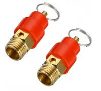 2 Pcs Air Compressor Safety Relief Valve, BSP 1/8" Safety Valves with Red Cap, Pressure Relief Valve Brass Construction Accessories
