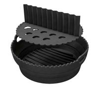 2 Pcs Air Fryer Accessories, Foldable Round Silicone Air Fryer Liner with divider, Design to fit AF100UK, AF160UK, Cosori 5.5L, Ninja 15 in 1, 3.8L+ Round Air Fryers, 2.6mm Thickness (Black)