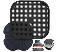 2-PCS Air Fryer Heat Resistant Mat & Splatter Shield for Ninja Crispi Air Fryers,Silicone Heat Mat & Splatter Guard for Ninja Crispi Accessories Prevent Splashes and Portable Kitchen -Blue&Black