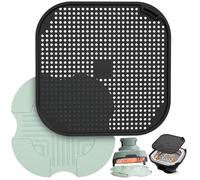 2-PCS Air Fryer Heat Resistant Mat & Splatter Shield for Ninja Crispi Air Fryers,Silicone Heat Mat & Splatter Guard for Ninja Crispi Accessories Prevent Splashes and Portable Kitchen Aid Green&Black