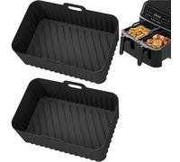 2 PCS Air Fryer Liners Silicone Silicone Air Fryer Liner,Fryer Accessories,Reusable Air Fryer Silicone Liner,Compatible with Ninja Air Fryer Dual,Ninja Air,Tower, Instant Vortex, Salter Dual Air Fryer