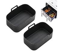 2 Pcs Air Fryer Silicone Pot,Silica Gel Air Frying Pan Liner, Reusable Air Frying Pan for Oven, Microwave Oven, Home, Kitchen, Outdoor Air Frying Pan Accessories