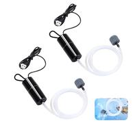 2 Pcs Air Stones for Fish Tanks, Air Bubbler for Fish Tank Mini USB Aquarium Pump Oxygen Silent Silicone Tube Portable Energy Saving Bubbler for Outdoor Fishing Small Ponds Supply Aerator, 1W