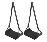 2 Pcs Airplane Foot Rest, Portable Footrest for Long Flights, Adjustable Foot Hammock with Wood and Memory Foam, Reduces Travel Tiredness, Black