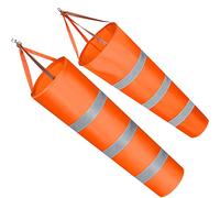2 Pcs Airport Windsocks Measurement Sock Bag with Reflective Belt Oxford Fabric Ripstop Wind Sock Wind Direction Indicator Windsocks Outdoor Aviation Flag for Airport Farm, 31.5 Inch, 39 Inch(Orange)