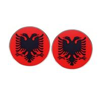 2 Pcs Albanian Flag Round Button Pins, Black Two Headed Eagle Alloy Lapel Pin, Albanian National Day Patriots Day Accessory, Travel Souvenir