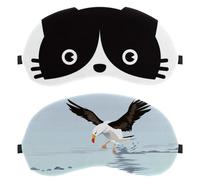 2 PCS Albatross at Sea Pattern Sleep Mask, Completely Block Out Light Eye Mask for Side Sleeper, Zero Eye Pressure Night Blindfold, Adjustable Eye Shade Cover