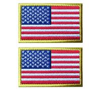 2 PCS AliPlus America US Flag Patches Embroidered Tactical Military Morale Patch Applique Fastener Hook and Loop