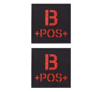 2 PCS AliPlus B+ POS Patches Blood Type Patches IR Infrared Reflective Patches Tactical Patch Hook and Loop(Red Black2*2in)