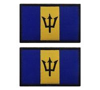 2 PCS AliPlus Barbados Flag Patches Embroidered Tactical Military Morale Patch Applique Fastener Hook and Loop