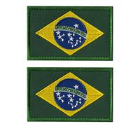 2 PCS AliPlus Brazil Flag Patches Embroidered Tactical Military Morale Patch Applique Fastener Hook and Loop