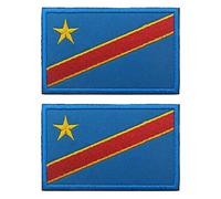 2 PCS AliPlus Congo Flag Patches Embroidered Tactical Military Morale Patch Applique Fastener Hook and Loop