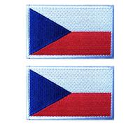 2 PCS AliPlus Czech Flag Patches Embroidered Tactical Military Morale Patch Applique Fastener Hook and Loop