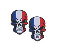2 PCS AliPlus French Flag Patches Skull Patches Embroidered Tactical Military Morale Patch Hook and Loop