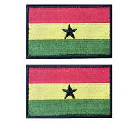 2 PCS AliPlus Ghana Flag Patches Embroidered Tactical Military Morale Patch Applique Fastener Hook and Loop