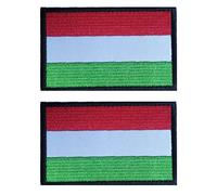2 PCS AliPlus Hungary Flag Patches Embroidered Tactical Military Morale Patch Applique Fastener Hook and Loop
