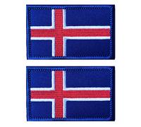 2 PCS AliPlus Iceland Flag Patches Embroidered Tactical Military Morale Patch Applique Fastener Hook and Loop