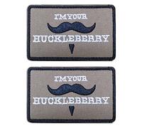2 PCS AliPlus I'm Your Huckleberry Patches Embroidered Tactical Morale Patch Hook and Loop(Brown)