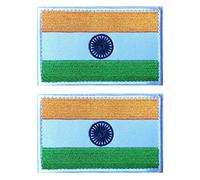 2 PCS AliPlus India Flag Patches Embroidered Tactical Military Morale Patch Applique Fastener Hook and Loop