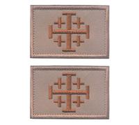 2 PCS AliPlus Knights Cross Patches Jerusalem Holy Sepulchre Patches Embroidered Tactical Morale Patch Hook and Loop(Khaki Gold)