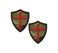2 PCS AliPlus Knights Templar Cross Patches Knight Patches Embroidered Tactical Morale Patch Hook and Loop(Camo)