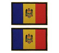 2 PCS AliPlus Moldova Flag Patches Embroidered Tactical Military Morale Patch Applique Fastener Hook and Loop