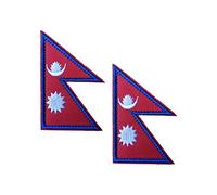 2 PCS AliPlus Nepal Flag Patches Embroidered Tactical Military Morale Patch Applique Fastener Hook and Loop