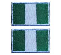 2 PCS AliPlus Nigeria Flag Patches Embroidered Tactical Military Morale Patch Applique Fastener Hook and Loop