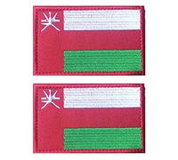 2 PCS AliPlus Oman Flag Patches Embroidered Tactical Military Morale Patch Applique Fastener Hook and Loop