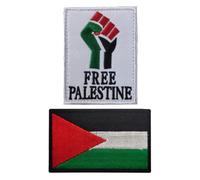2 PCS AliPlus Palestine Flag Patch Free Palestine Patch Embroidered Tactical Military Morale Patch Applique Fastener Hook and Loop