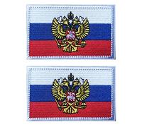 2 PCS AliPlus Russian Flag Emblem Patches Russia Patch Embroidered Morale Patch Applique Fastener Hook and Loop(Emblem)