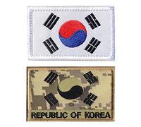 2 PCS AliPlus South Korea Patches South Korea Flag Patches Embroidered Tactical Patch Hook and Loop(Set03 )
