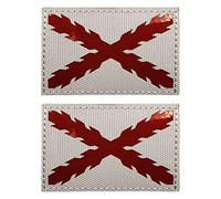 2 PCS AliPlus Spain Burgundy Cross Flag Patches IR Infrared Reflective Patches Tactical Morale Patch Hook and Loop(White Red)
