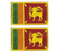 2 PCS AliPlus Sri Lanka Flag Patches Embroidered Tactical Military Morale Patch Applique Fastener Hook and Loop