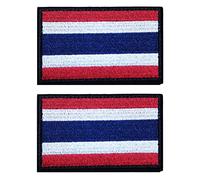 2 PCS AliPlus Thailand Flag Patches Embroidered Tactical Military Morale Patch Applique Fastener Hook and Loop