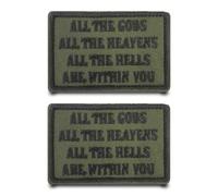 2 Pcs All The Gods, All The Heavens, All The Hells are Within You Patch Embroidered Hook & Loop Patch Emblem Fastener Tactical Applique Costume Accessories Funny Patches for Clothes,Jacket,Hats,Vest