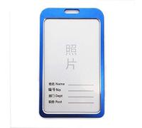 2 Pcs Alloy Aluminium Hard ID Card Badge Holder Lanyard Vertical Business Office Craft Blue