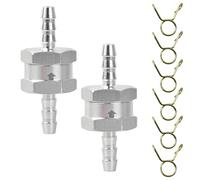 2 PCS Aluminium Fuel Check Valve with 6 PCS Spring Clip, One Way Multiple Models Non Return Valve, Fuel Non-Return Valve, 6mm One Way Aluminium Fuel Valve, for Petrol Diesel Oil Fuel Hosew