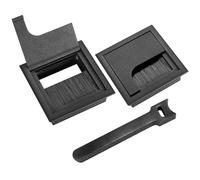 2 Pcs Aluminum Alloy Desk Cable Grommets, Rectangular 80x80mm, Black | Brush cable hole covers for home and office desks, tidy cord management accessories for table wire port organization
