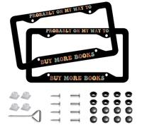 2 Pcs Aluminum Alloy License Plate Holders for Books with Screw Cap Book Accessories Probably on My Way to Buy More Books, Gifts for Readers