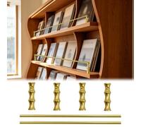 2 pcs Aluminum Shelf Rail For Bookcase, 20 30 40 50 60 66 100 cm Long Floating Shelf Railing Rod, Cabinet Fence Decorative Guardrail(Gold A,54cm(21.3in))